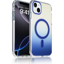 Teknook iPhone 15 Kılıf M-Safe Şarj Özellikli Transparan Renk Geçişli Zore Toros Kılıf - Mavi