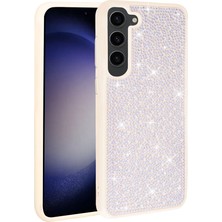 Teknook Galaxy S23 Kılıf Parlak Taşlı Tasarım Zore Ston Kılıf - Beyaz