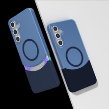 Teknook Galaxy S24 Fe Kılıf M-Safe Şarj Özellikli Mıknatıslı Zore Duble Kılıf - Lacivert