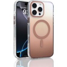 Teknook iPhone 16 Pro Max Kılıf M-Safe Şarj Özellikli Transparan Renk Geçişli Zore Toros Kılıf - Rose Gold