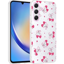 Teknook Galaxy A24 Kılıf Kamera Korumalı Desenli Zore Klip Kılıf - Kalpli Kiraz