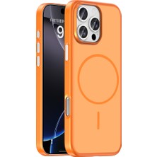 Teknook iPhone 16 Pro Kılıf M-Safe Şarj Özellikli Zore Lora Pc Kılıf - Turuncu