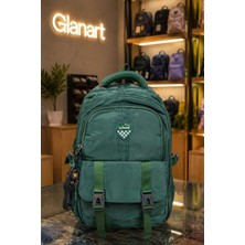 Glanart 4 Bölmeli Ortaokul Lise Çantası Young 1 Adet Yeşil