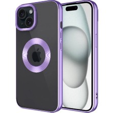 Teknook iPhone 15 Kılıf Kamera Korumalı Logo Gösteren Zore Omega Kılıf - Lila