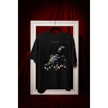 L'eivor Tired Yorgun Savaşçı Tasarım Baskılı Erkek Siyah Pamuk T-Shirt