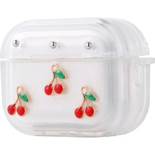 Teknook Airpods Pro 2 Zore Airbag 44 Airbag Tasarımlı Simli Şeffaf Kutup Kılıf - Kiraz