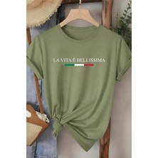 L'eivor La Vita Bellissima Baskılı Kadın T-Shirt