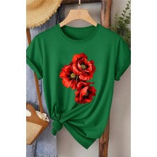 L'eivor Gelincik Çiçeği Baskılı Kadın T-Shirt