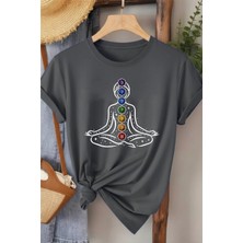 L'eivor 7 Çakra Sembol Baskılı Kadın Pamuk T-Shirt