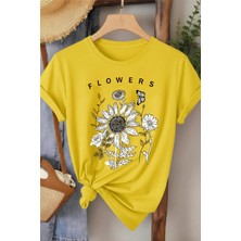 L'eivor Flowers Baskılı Kadın Pamuk T-Shirt