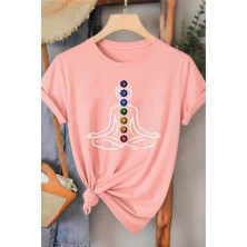 L'eivor 7 Çakra Sembol Baskılı Kadın Pamuk T-Shirt