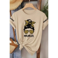 L'eivor Momlife Leopar Desenli Tasarım Baskılı Kadın T-Shirt