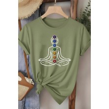 L'eivor 7 Çakra Sembol Baskılı Kadın Pamuk T-Shirt