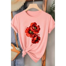 L'eivor Gelincik Çiçeği Baskılı Kadın T-Shirt