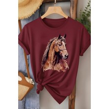 L'eivor At Baskılı Kadın Bej Pamuk T-Shirt