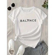 L'eivor Balance Yeni Tasarım Baskılı Kadın Pamuk T-Shirt