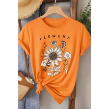 L'eivor Flowers Baskılı Kadın Pamuk T-Shirt