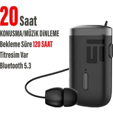 Exenar Makaralı Kulaklık Titreşimli Yaka Mandallı Makaralı Bluetooth Kulaklık 20 Saat