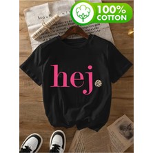 L'eivor Hej Leopar Desen Baskılı Kadın Pamuk T-Shirt
