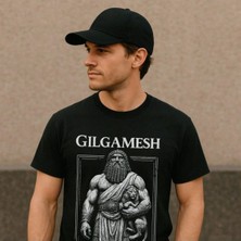 L'eivor Gilgamesh Antik Mezopotamya Tasarım Baskılı Erkek Siyah Pamuk T-Shirt