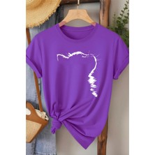 L'eivor Kedi Baskılı Kadın Pamuk T-Shirt