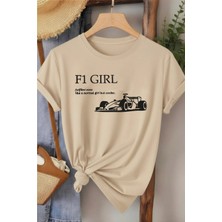 L'eivor F1 Girls Baskılı Kadın Pamuk Beyaz T-Shirt