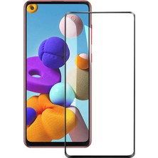 Teknook Galaxy A21 Zore Kenarları Kırılmaya Dayanıklı Cam Ekran Koruyucu - Siyah