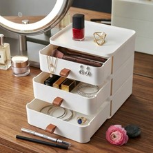 Snippy Jewel - 3 Katlı Makyaj Takı Mücevher Düzenleyici Çalışma Masası Düzenleyici Çekmeceli Organizer