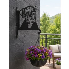 Awt Store Metal Boxer Köpek Figürlü Dekoratif Duvar Tipi Saksı Askılığı 3 mm Siyah