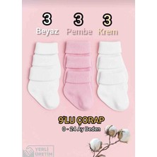 Baby Socks 9 Çift 3 Kat Kıvrımlı Sıkmaz Bilekli Unisex Bebek Çorapları