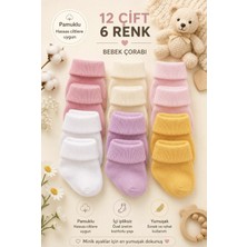 Baby Socks 12 Çift Çok Renkli Pamuklu Sıkmaz Bilekli Kız Bebek Çorabı 0-6 Ay