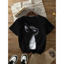 L'eivor Yavru Kedi Baskılı Kadın Pamuk T-Shirt