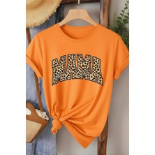 L'eivor Mama Leopar Desen Baskılı Kadın Pamuk T-Shirt