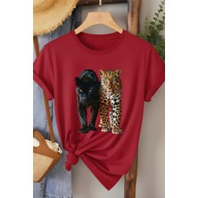 L'eivor Leopar Baskılı Pamuk T-Shirt