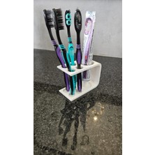 Lucien Vela Minimalist Diş Fırçalık ve Macun Tutucu - 4 Bölmeli Modern Banyo Organizeri - Beyaz