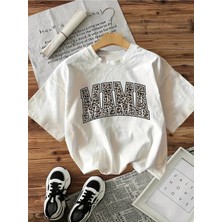 L'eivor Mama Leopar Desen Baskılı Kadın Pamuk T-Shirt
