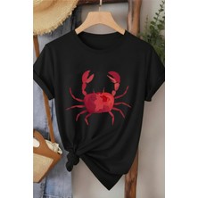 L'eivor Yengeç Baskılı Kadın Pamuk T-Shirt