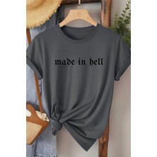 L'eivor Made In Hell Baskılı Kadın Siyah Pamuk T-Shirt