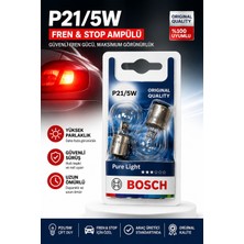 Bosch P21/5W Fren Stop Sinyal Ampulü 12V BAY15D Çift Flamanlı Orijinal Pure Light 2 Adet | Yüksek Görünürlük