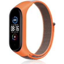 Durukar®   Mi Band 4 Hasırlı Cırtcırtlı Kordon - Turuncu-Gri