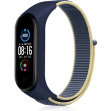 Durukar®   Mi Band 4 Hasırlı Cırtcırtlı Kordon - Sarı-Lacivert