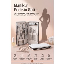 Transformacion 12 Parça Manikür Pedikür Seti - Lüks Deri Çantalı Paslanmaz Çelik Tırnak Makası, Et Pensi, Törpü, Cımbız, El Ayak ve Yüz Bakım Aletleri Seti 723372