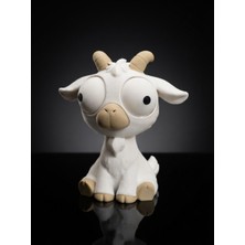 Demirhan3D 🐐 Hareketli Gözler Keçi (Goat) Figürü 10 cm | 3D Baskı Pla Dekoratif Hayvan Figürü | Masaüstü Süsü ve Hediyelik Koleksiyon