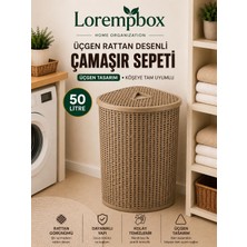 Lorempbox 50 Litre Üçgen Rattan Desenli Çamaşır Sepeti Köşe Uyumlu