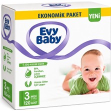 Evy Baby Bebek Bezi 3 Beden 5-9 kg Midi 120 Adet Süper Ekonomik Fırsat Pk