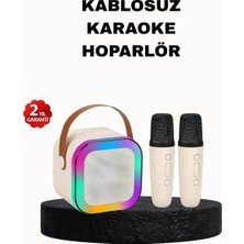 Astraltech Karaoke Hoparlör Taşınabilir Çift Mikrofonlu ve LED Işıklı Bluetooth 5.0