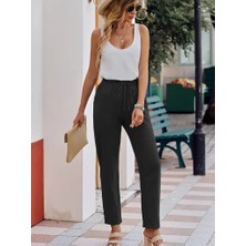 Efnaz Style Kadın Beli Lastikli Keten Pantolon