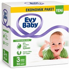 Evy Baby Bebek Bezi 3 Beden 5-9 kg Midi 90 Adet Ekonomik Fırsat Pk