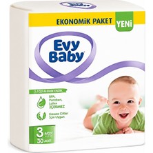 Evy Baby Bebek Bezi 3 Beden 5-9 kg Midi 30 Adet Ekonomik Pk