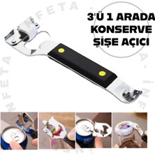 İnfeta 3’ü 1 Arada Şişe ve Konserve Açacağı - Kapak Açacağı Paslanmaz Çelik Şişe Soda Konserve Açacak